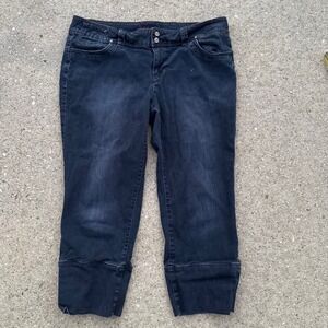 y2k Elle Womens Dark Wash Capri Jeans Size 16 Blue Denim Cropped Pants Stretch